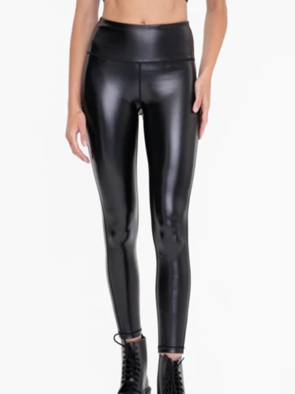 Mono B High-Waist Faux Leather Leggings - Black